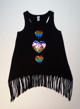 Girls Sleeveless Top - Multi Color heart