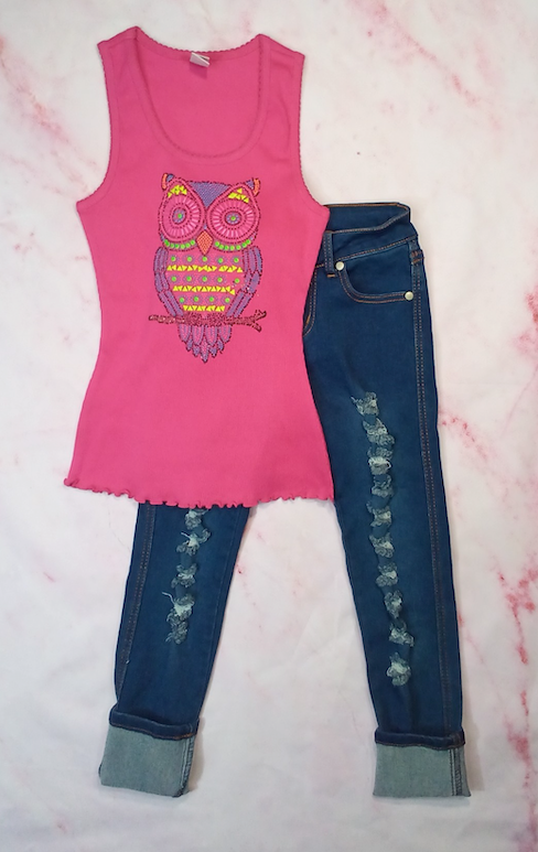 Girls Sleeveless Top & Denim Jean Set