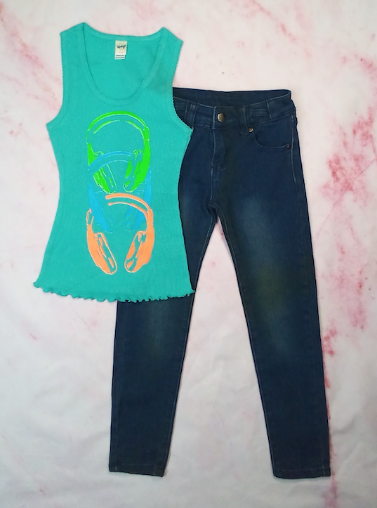 Girls Sleeveless Top & Denim Jeans Set