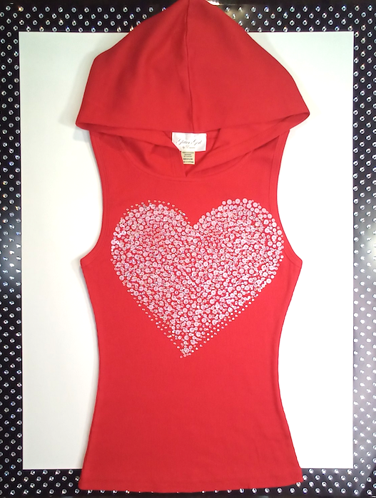 Girls Sleeveless Top - Hoodie - Sequin Heart