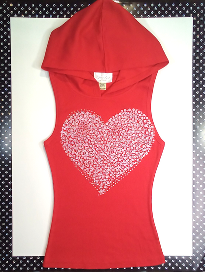 Girls Sleeveless Top - Hoodie - Sequin Heart