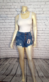 Junior Denim Shorts - Distressed