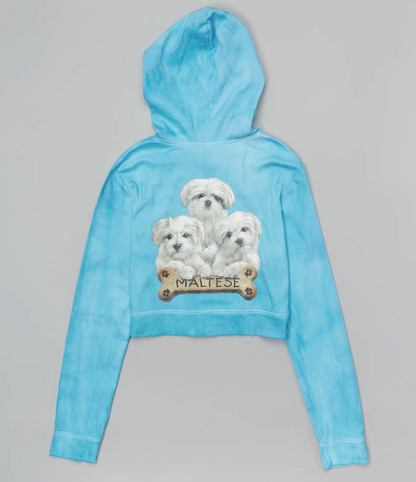 Girls & Junior Long Sleeve Zip Up Hoodie - Maltese By Glitter Girl