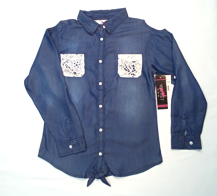 Girls Long Sleeve Top Lace Button down Shirt