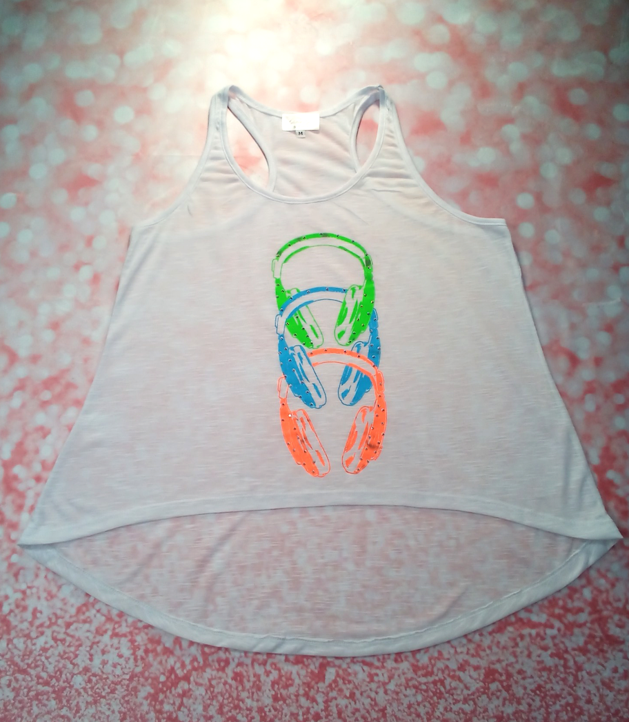 Girls Sleeveless Top - Headphones