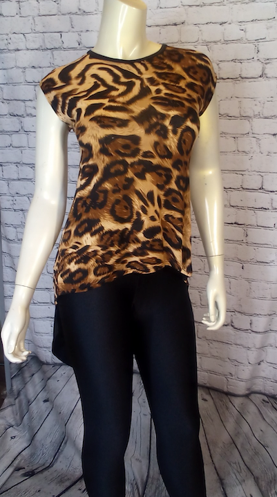 Women Short Sleeve Hi Low - Animal print top