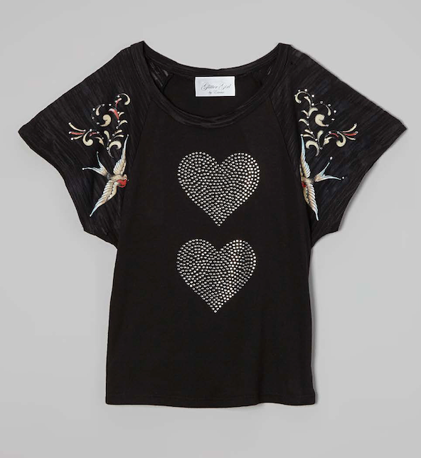 Girls Top Short Sleeve -Hearts/Birds