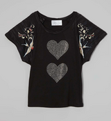 Girls Top Short Sleeve -Hearts/Birds