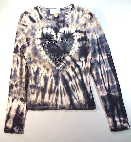 Girls & Junior Long Sleeve Top Injected Heart - Tie Dye