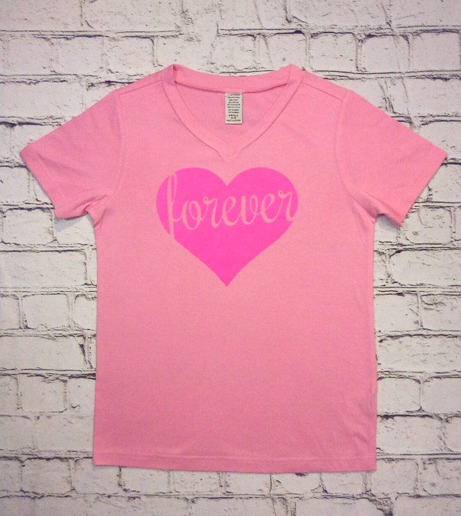 Girls Short Sleeve Top - Forever/Heart