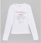 Girls T Shirt Long Sleeve Top  Rhinestone "Birthday Girl" By Glitter Girl By Esmise