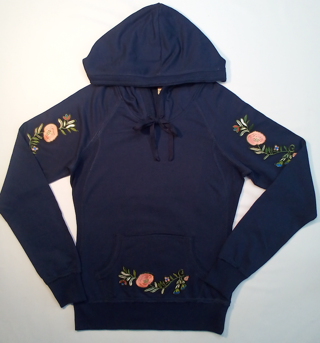 Junior & Tween Long Sleeve Top - Pull Over Hoodie - Flowers