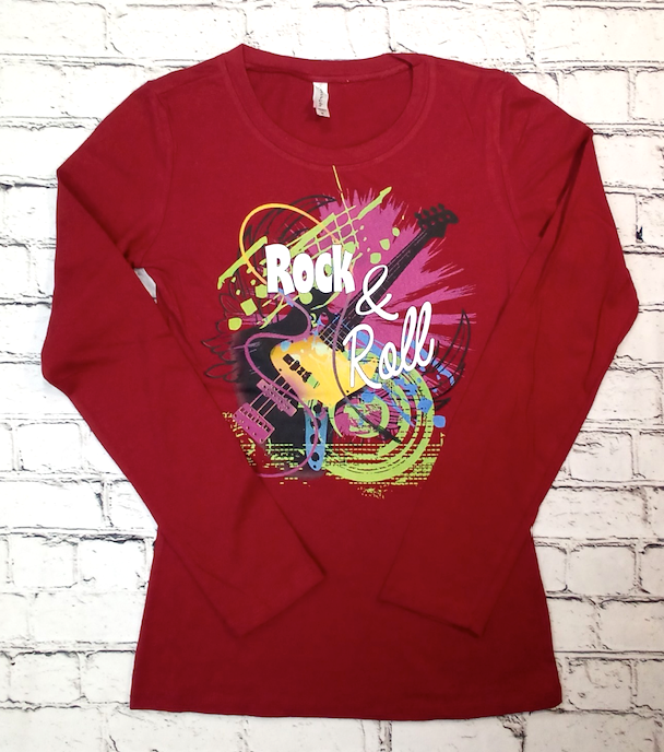 Junior Long Sleeve T shirt Rock & Roll