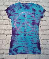 Girls Short Sleeve Top - Sequin Peace sign