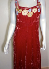 Women Crushed Velvet/Embroidery - Maxi Dress