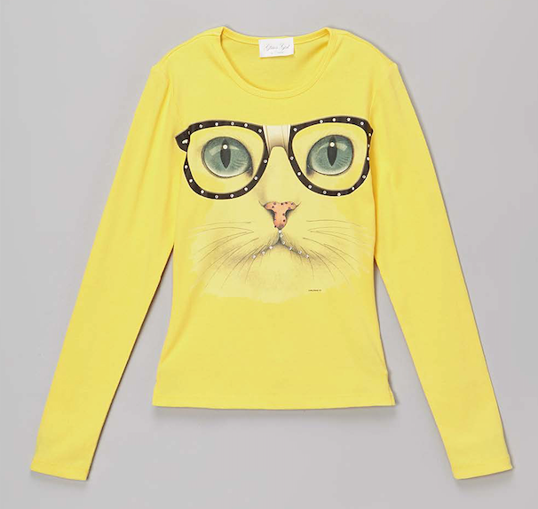 Girls Long Sleeve Top - Cat  By Glitter Girl