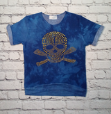 Girls Short Sleeve Top - Gold Studded Skull