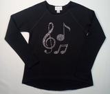 Girls Long Sleeve Top - RhinestoneMusic Notes