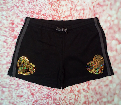 Girls Shorts Sequin Gold Hearts