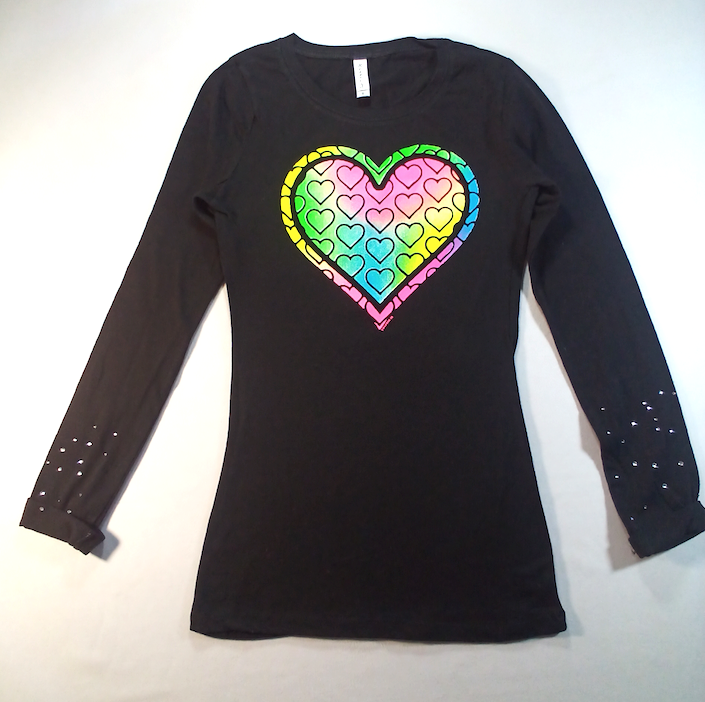 Girls Long Sleeve Top - Neon Heart