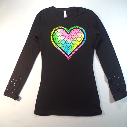 Girls Long Sleeve Top - Neon Heart