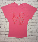Girls Short Sleeve Top - Lace LOVE