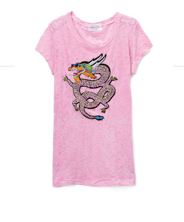 Girls Short Sleeve Top Dragon