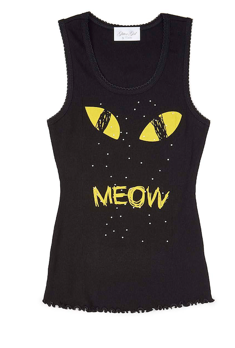 Girls Sleeveless Top - Meow