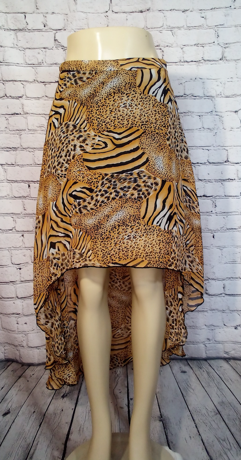 Women Hi Low Animal Print Skirt