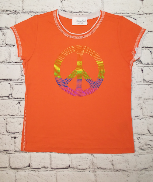 Girls Short Sleeve Top - Peace Sign
