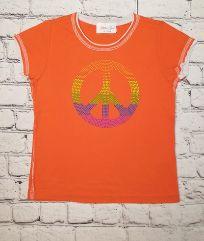 Girls Short Sleeve Top - Peace Sign