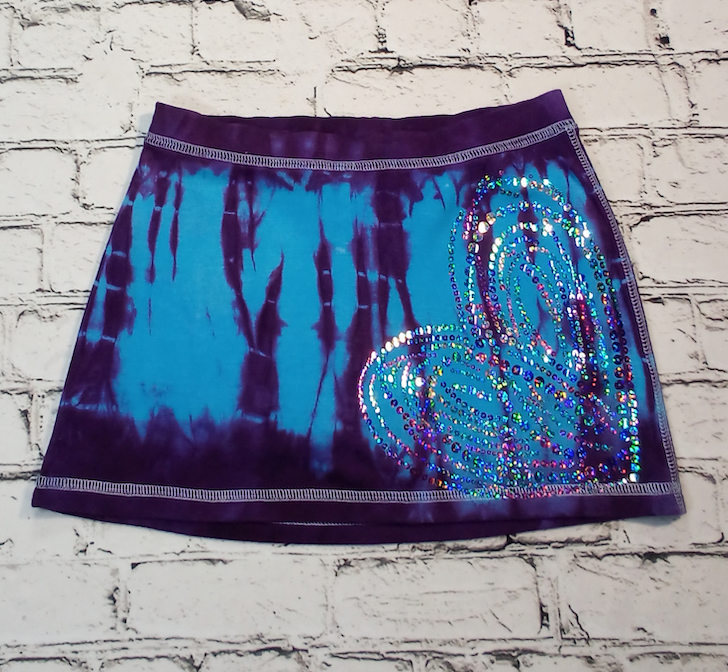 Girls Skort Tie dye Sequin Heart (Short Underneath)