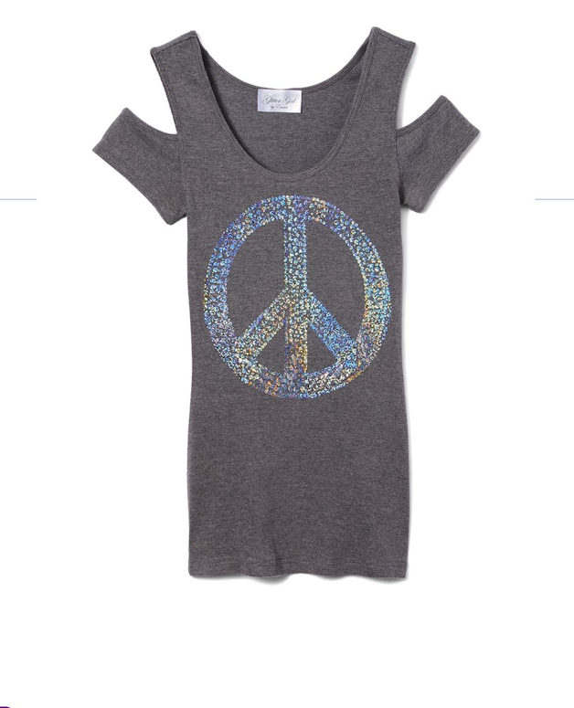 Girls Short Sleeve Top - Sequin Silver Pace Sign