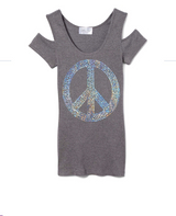 Girls Short Sleeve Top - Sequin Silver Pace Sign