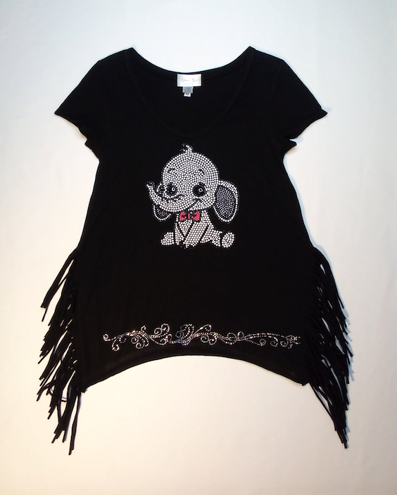 Girls Short Sleeve Fringe Top - Fringe - Elephant