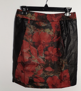 Women Faux Leather Solid/Flower Pattern skirt
