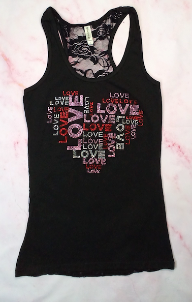 Girls Sleeveless Top Rhinestone Love