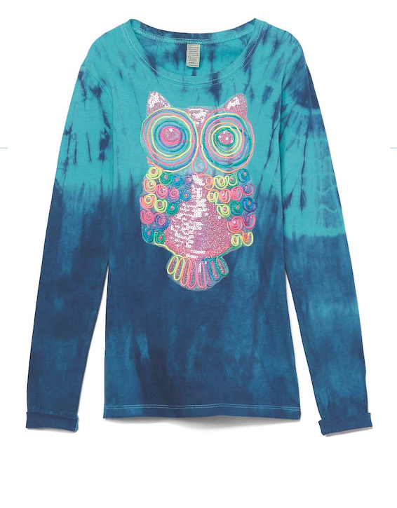 Girls & Junior Long Sleeve T shirt - Owl