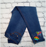 Junior Denim Pant - Rainbow Butterfly/Emoji Patches