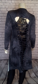 Women Long Sleeve Duster with Distressed Back Detail