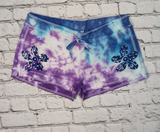 Junior Shorts - Painted Rhinestone Flowers- Tie Dye