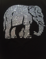 Women, Junior & Girls Short Sleeve Tee- Amazing Rhinestone Elephant