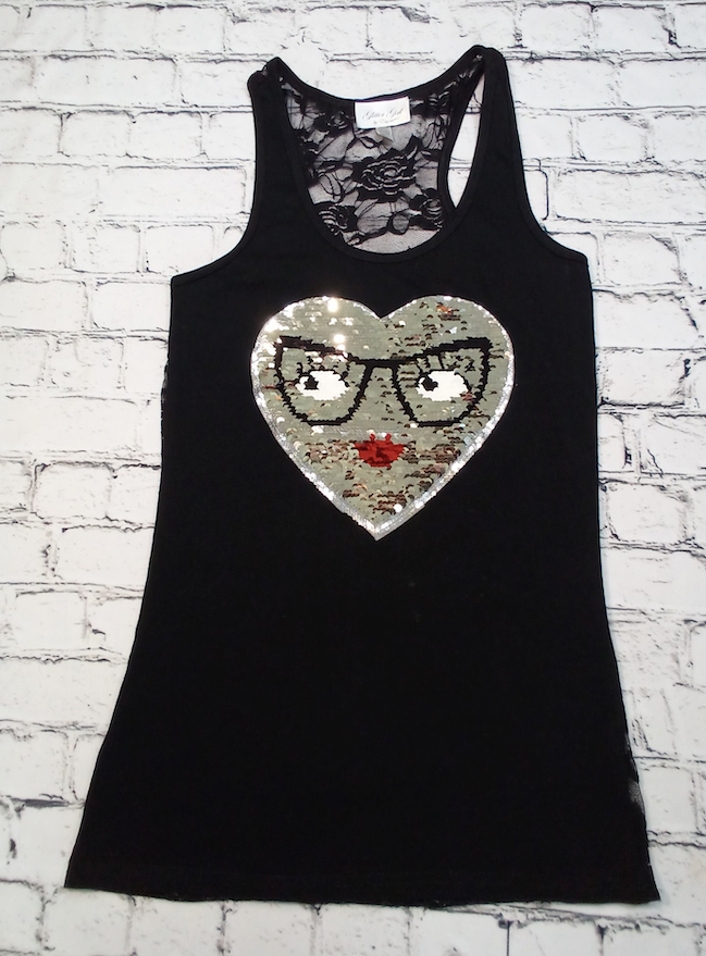 Girls Sleeveless Top - Lace - Flip Sequin Face