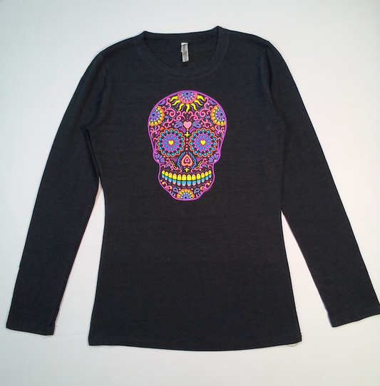 Girls Long Sleeve Top - Sugar Skull