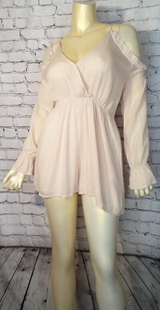 Women Long Sleeve Cold Shoulder Romper