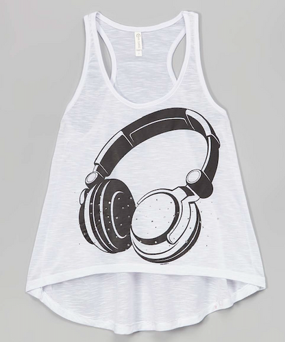 Girls Sleeveless Top - Headphones