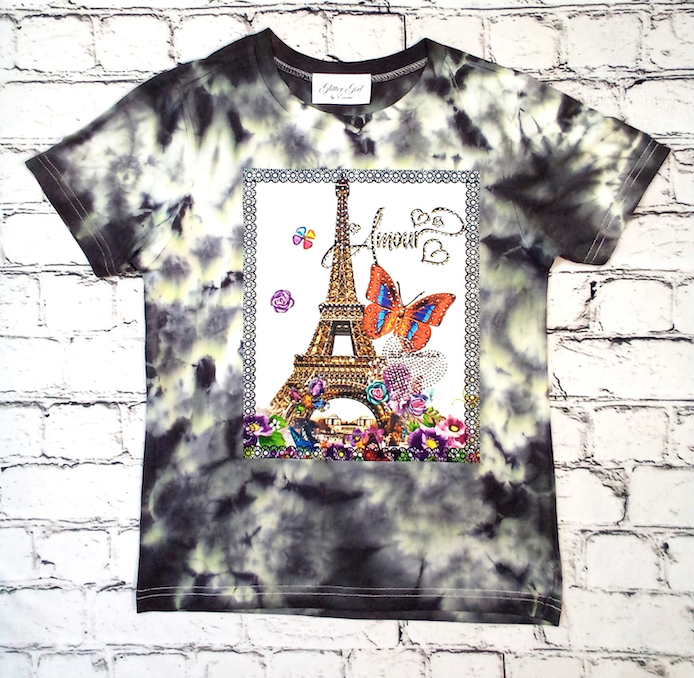 Girls & Junior Short Sleeve T shirt -Eiffel Tower By Glitter Girl