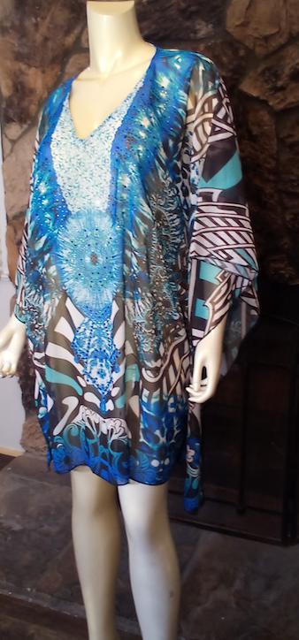 Women Caftan Multi Color Print- Beaded Details