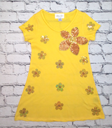 Girls Short Sleeve Top - Tunic - Sequin Flowers