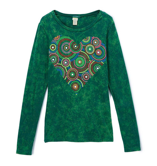 Girls Long Sleeve Top - Beaded Heart By Glitter Girl